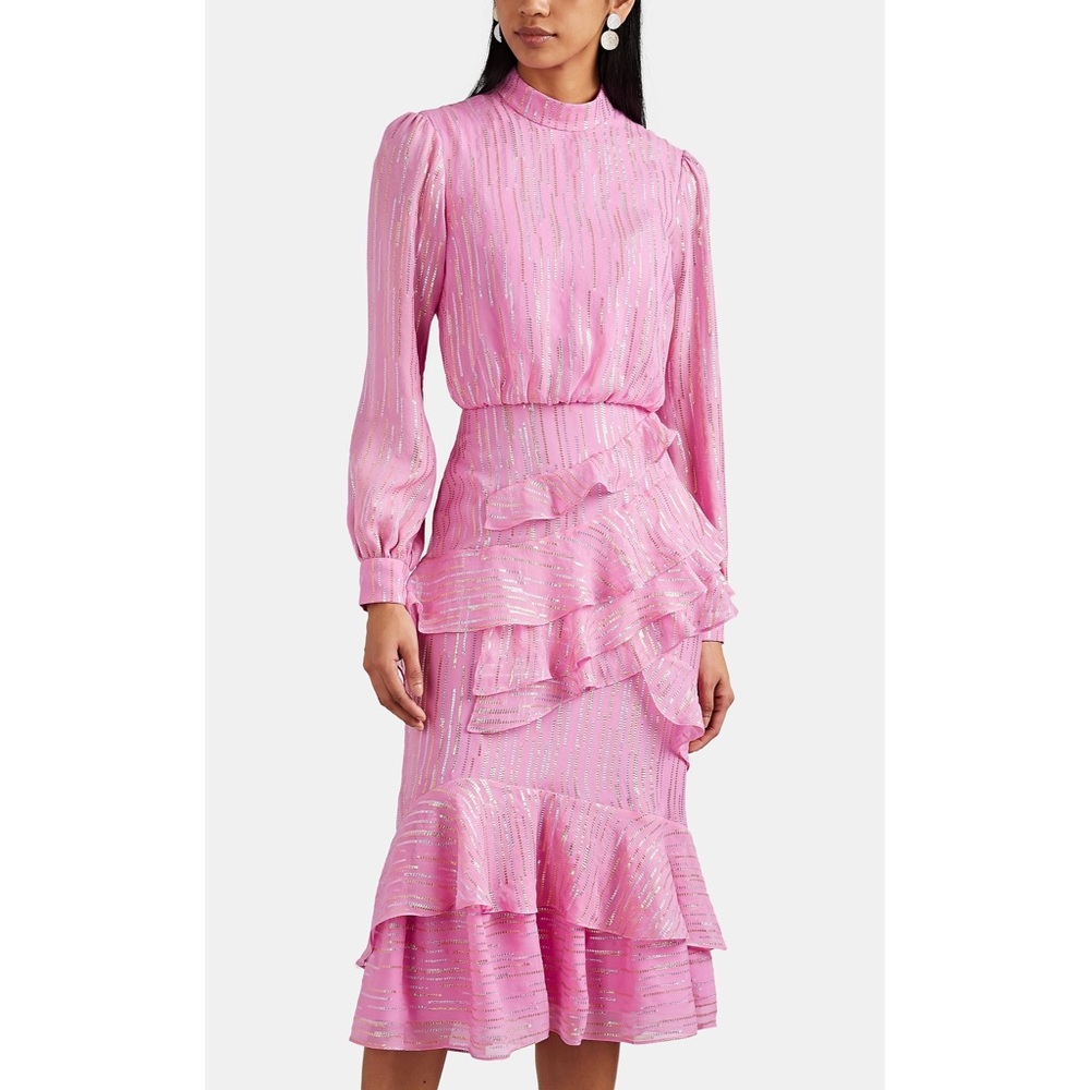NWT Saloni Pink Ruffle Dress